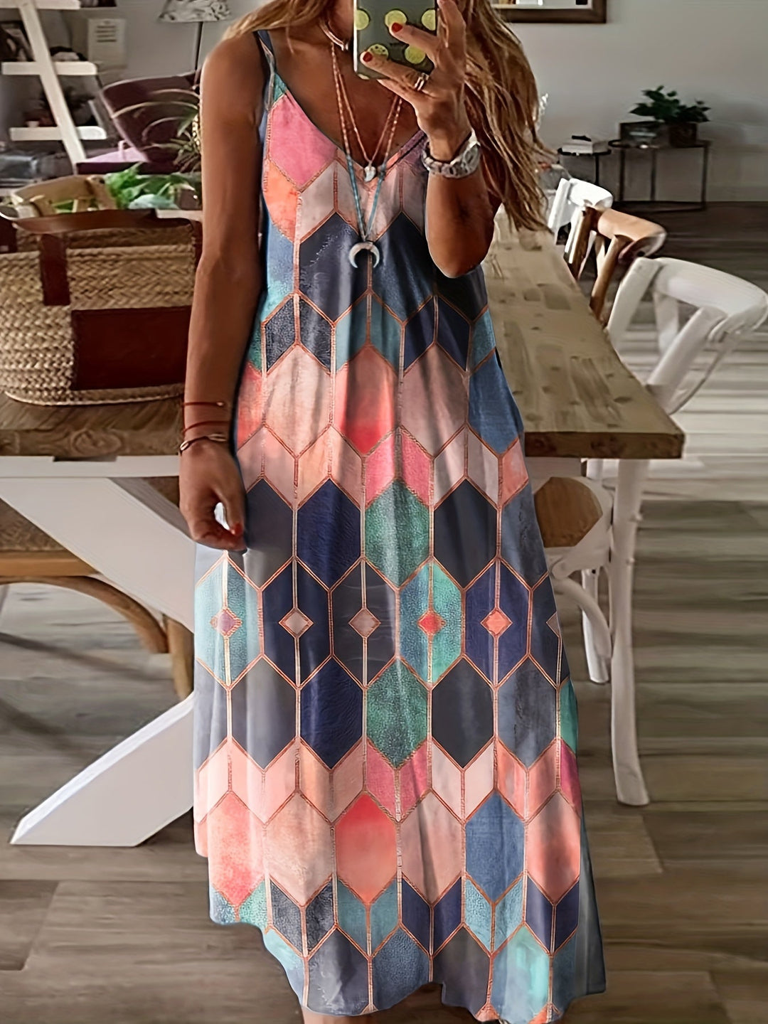 Liora – Printed Spaghetti Strap Dress