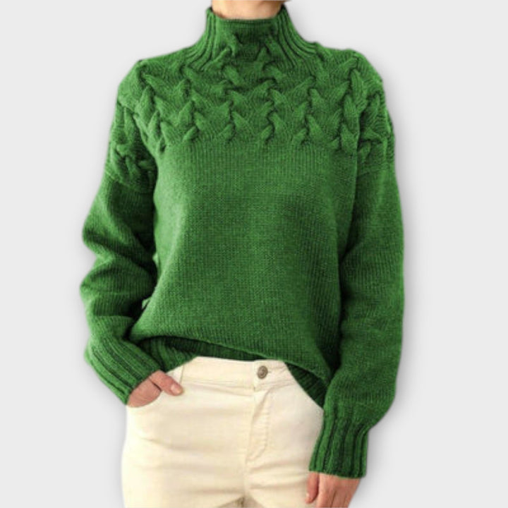 Eva - Women's Sweater with Braided Details