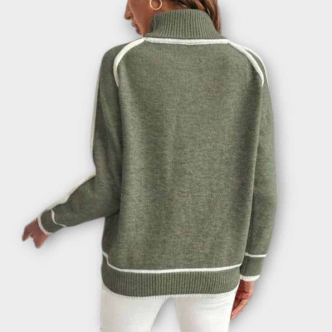 Christine - Luxury Olive Green Linen Sweater