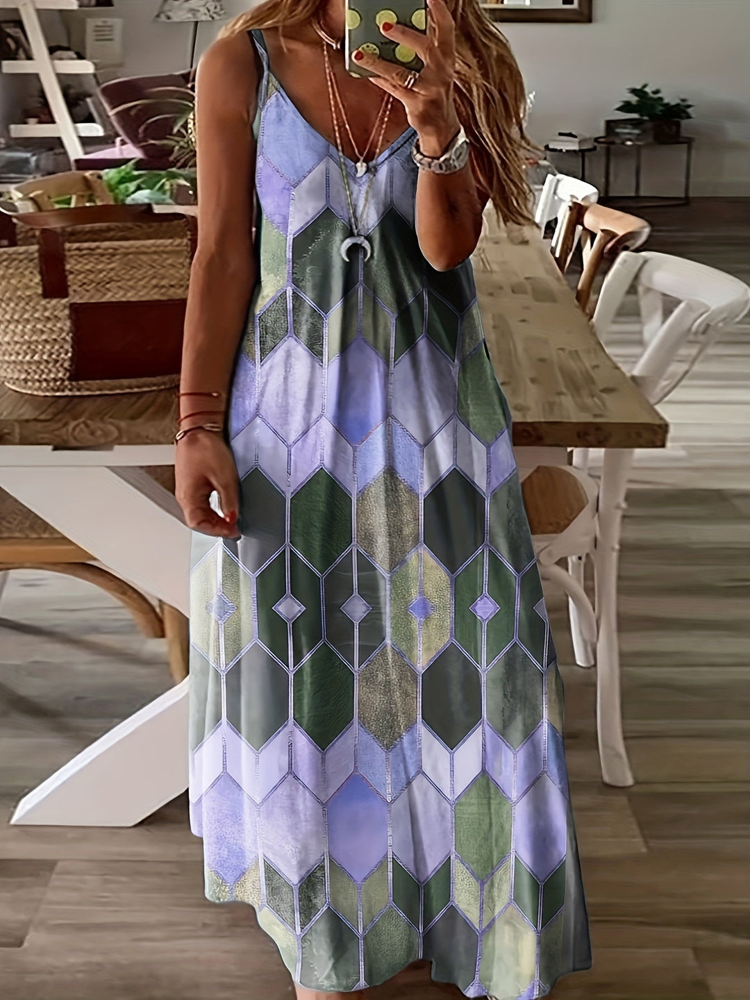 Liora – Printed Spaghetti Strap Dress