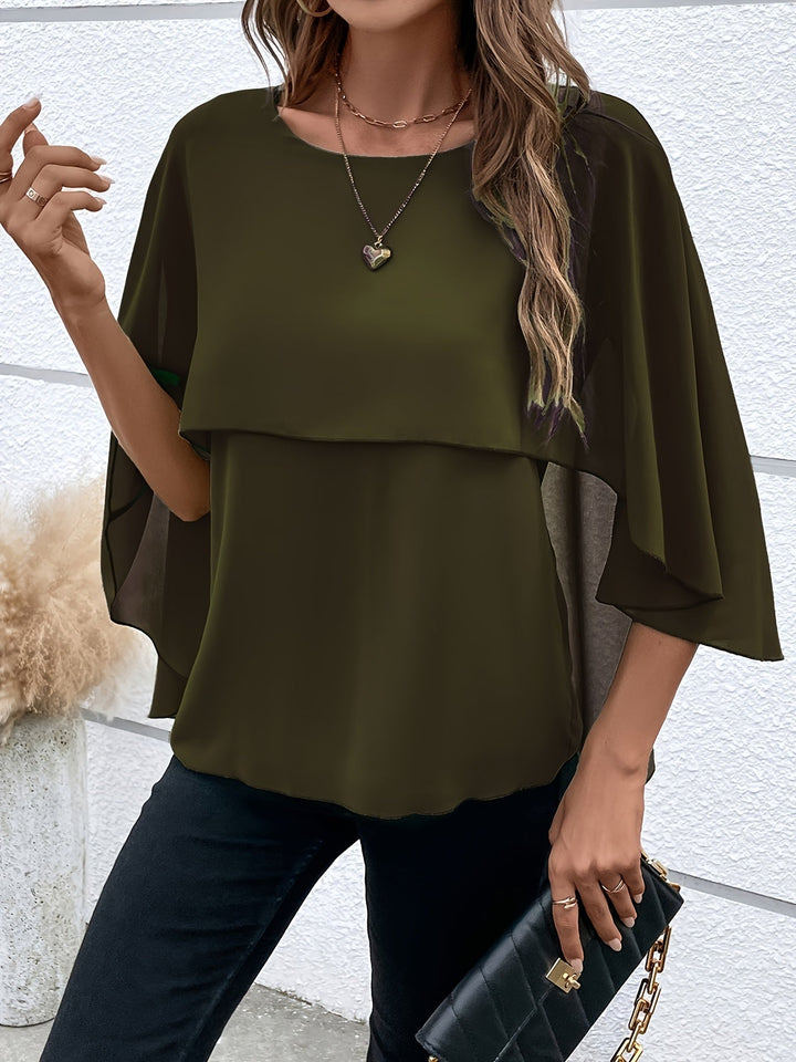 Lina – Asymmetrical Hem Round Neck Blouse