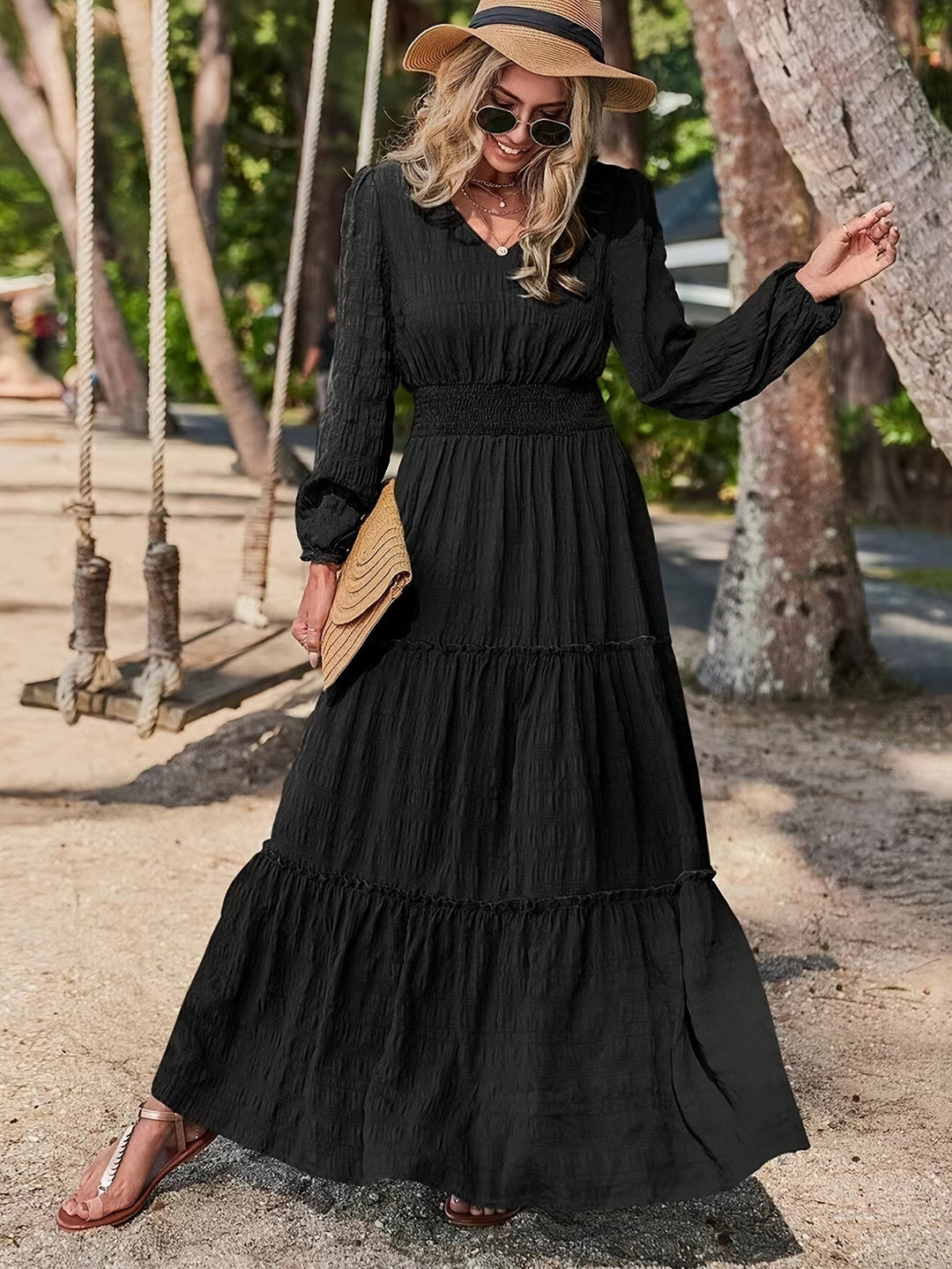 Sera – Lantern Sleeve Midi Dress