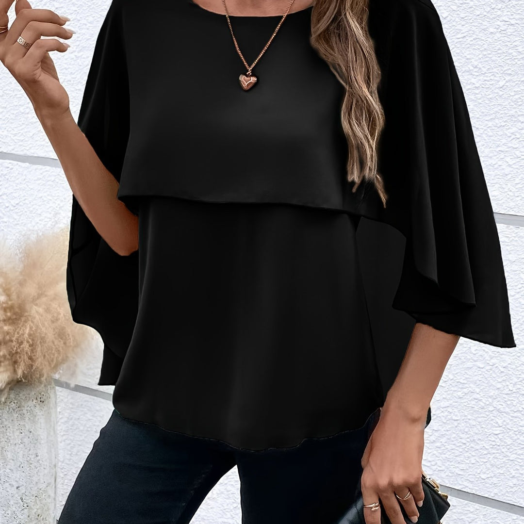 Lina – Asymmetrical Hem Round Neck Blouse