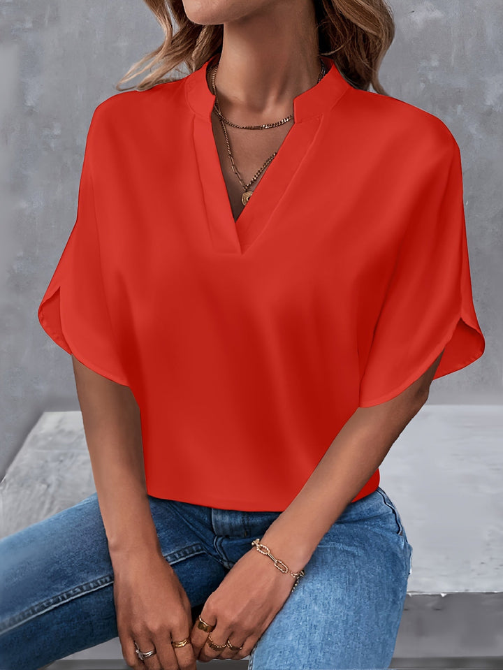 Elara – Notch Neck Split Sleeve Blouse