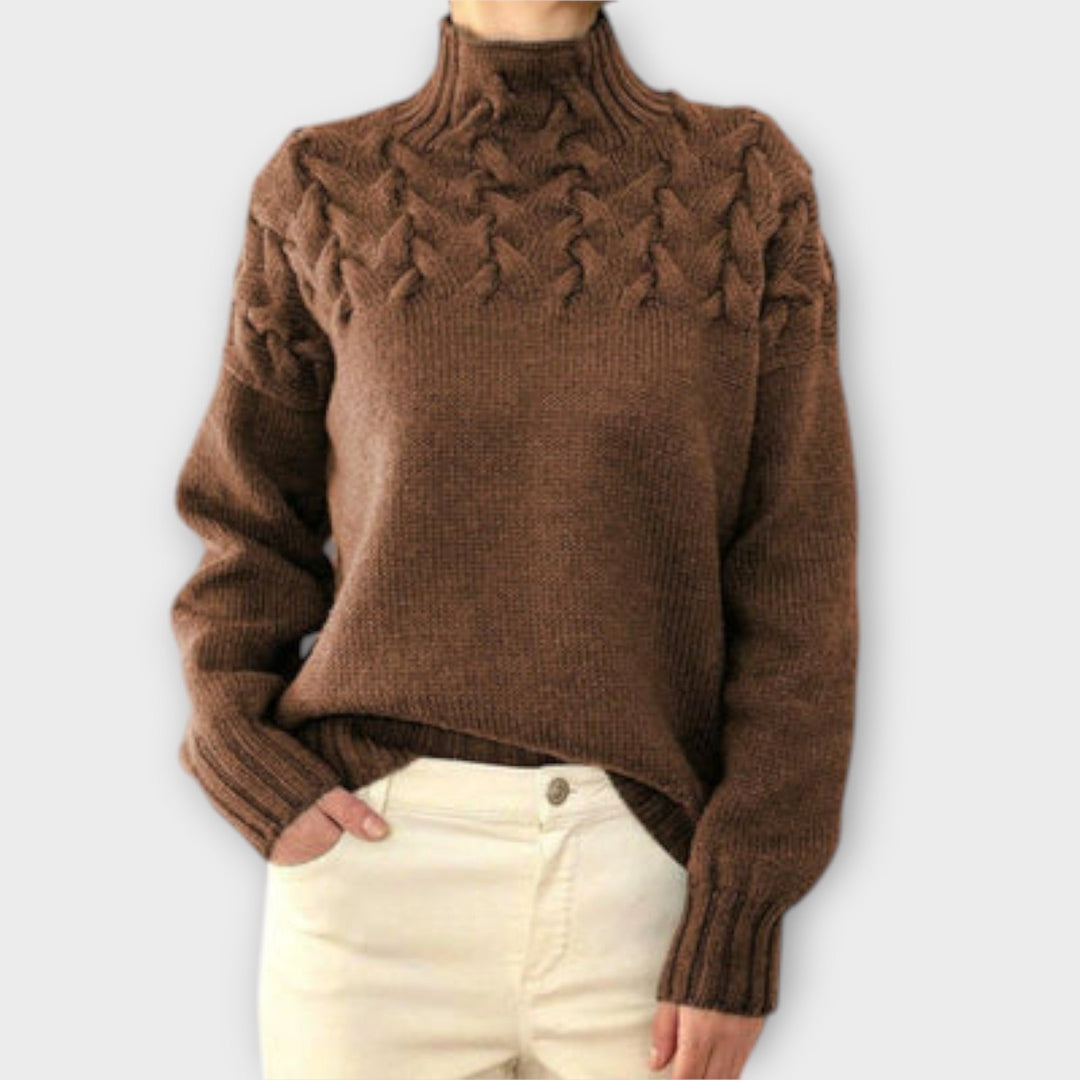 Eva - Women's Sweater with Braided Details