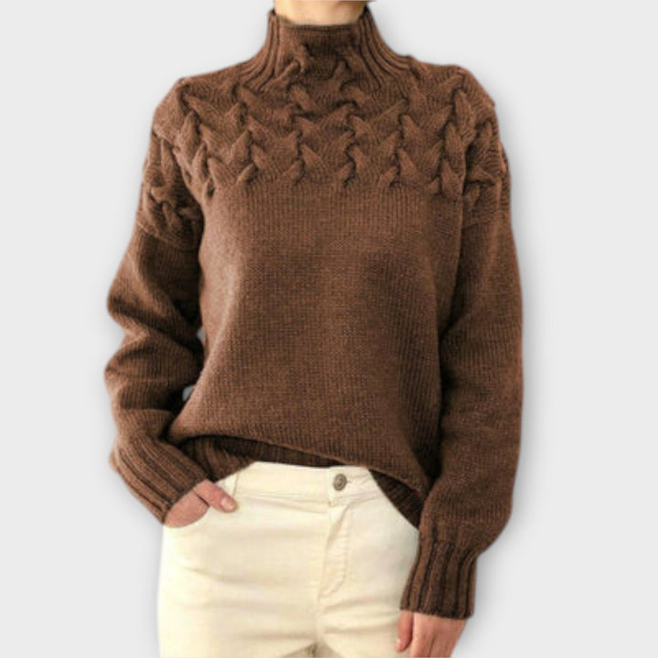 Eva - Women's Sweater with Braided Details