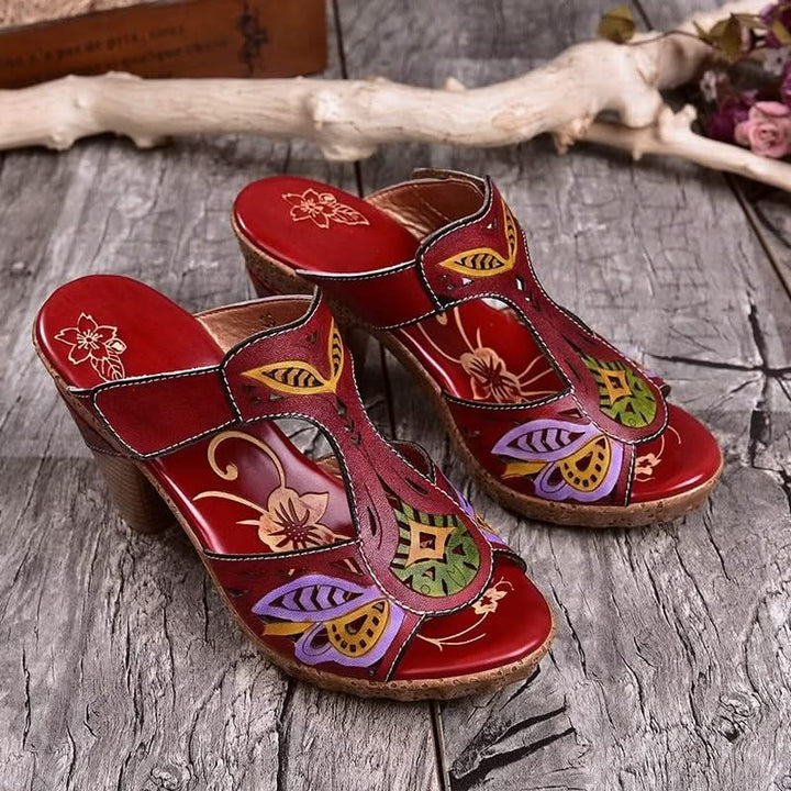 Ariana - Heel Sandal With Folwer Print
