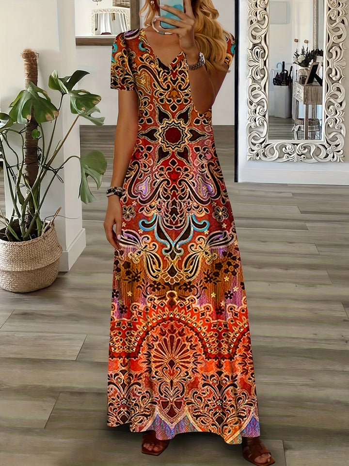 Zara – Paisley V-Neck Midi Dress