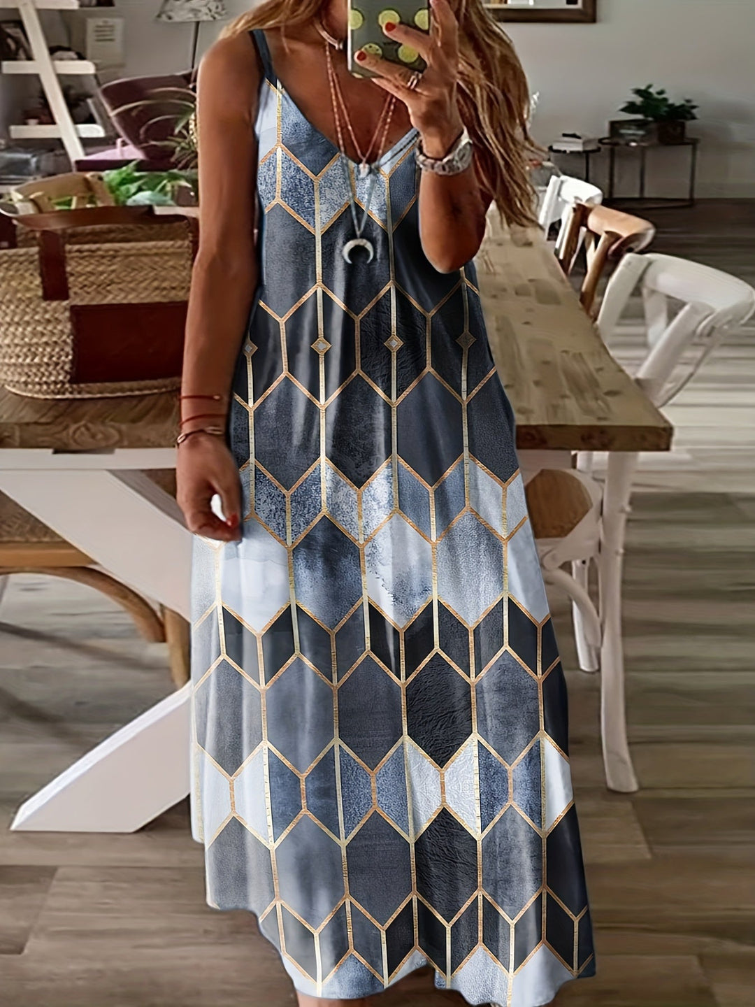 Liora – Printed Spaghetti Strap Dress