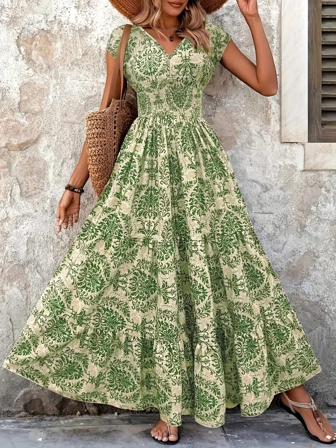 Arianna – Boho V-Neck Maxi Dress