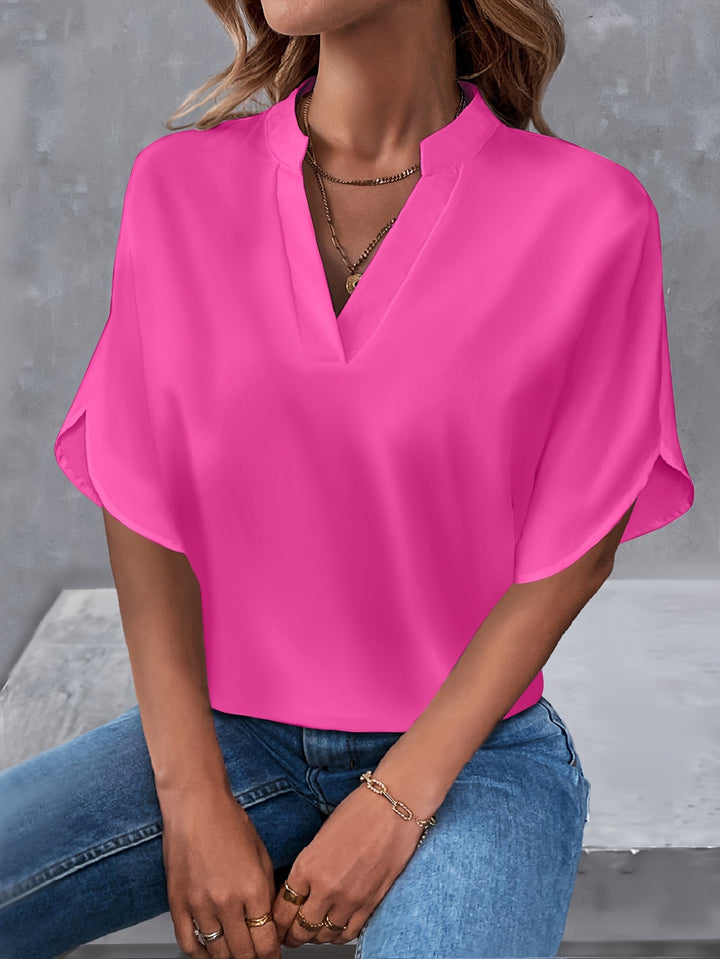 Elara – Notch Neck Split Sleeve Blouse