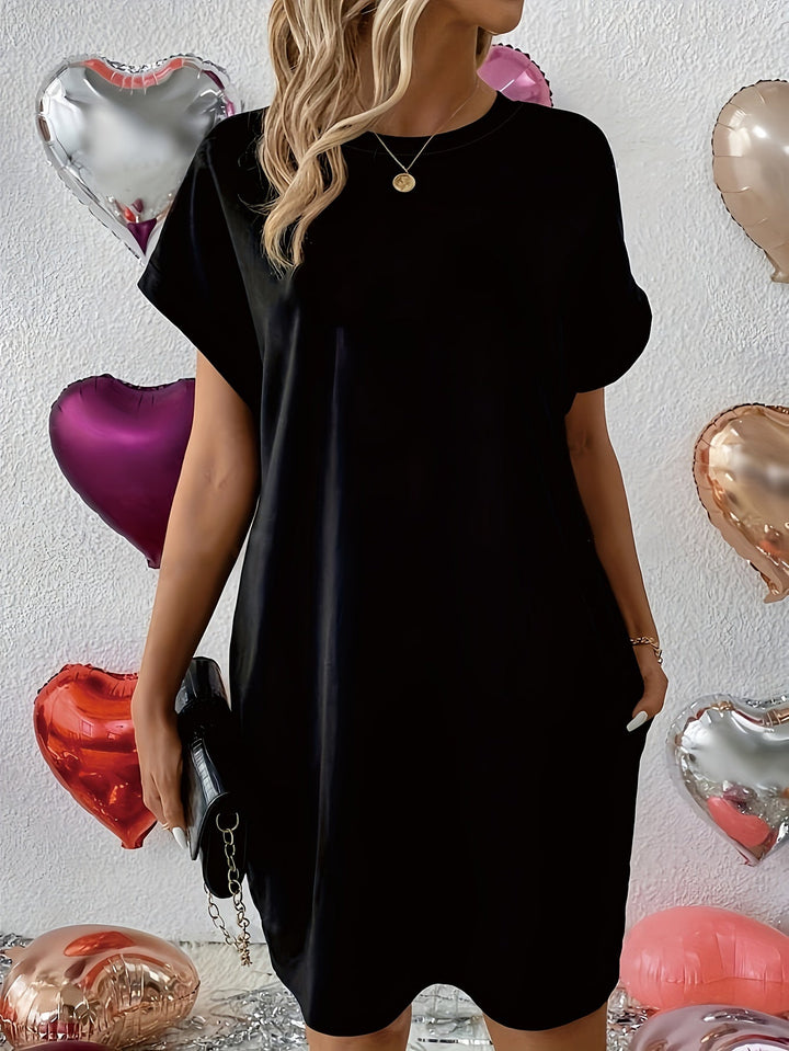 Sable – Dual-Pocket Crewneck Loose Dress