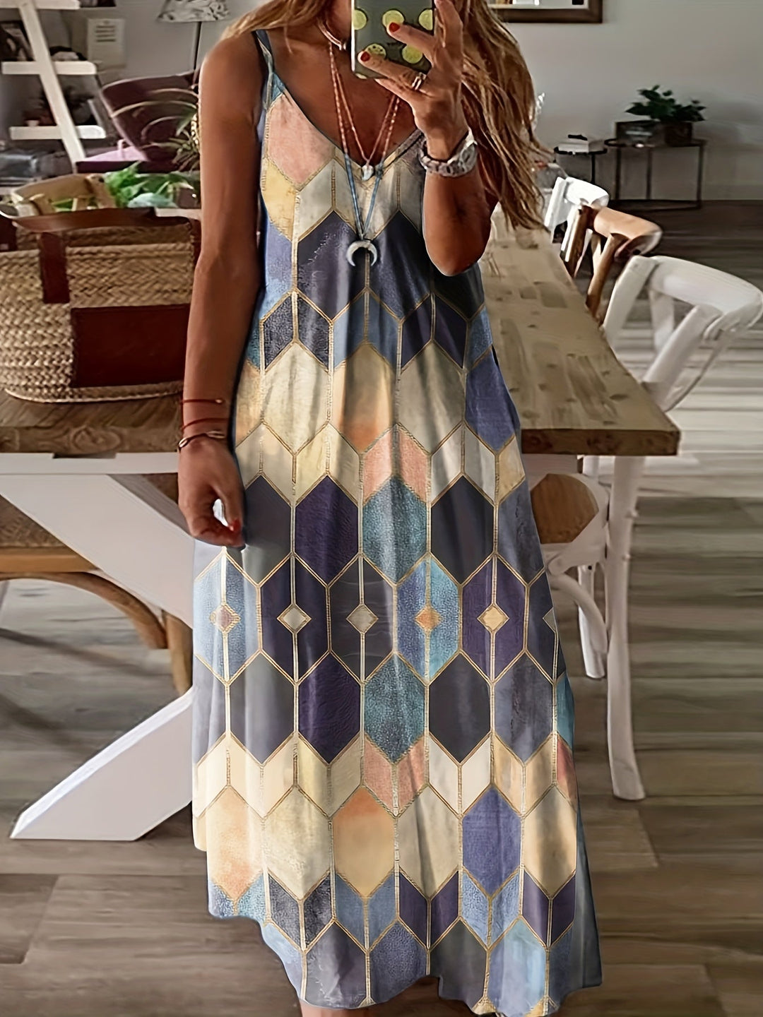 Liora – Printed Spaghetti Strap Dress