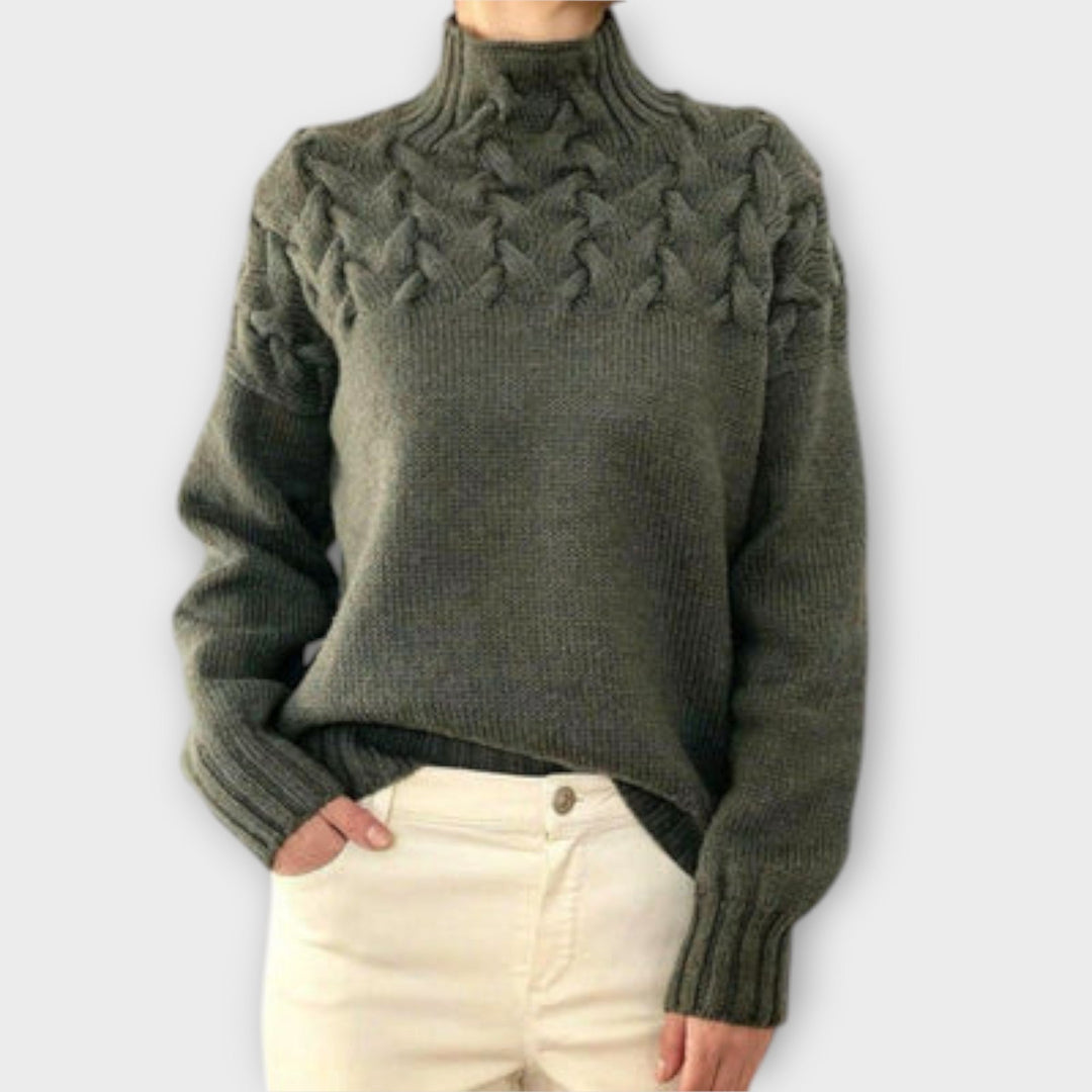 Eva - Women's Sweater with Braided Details