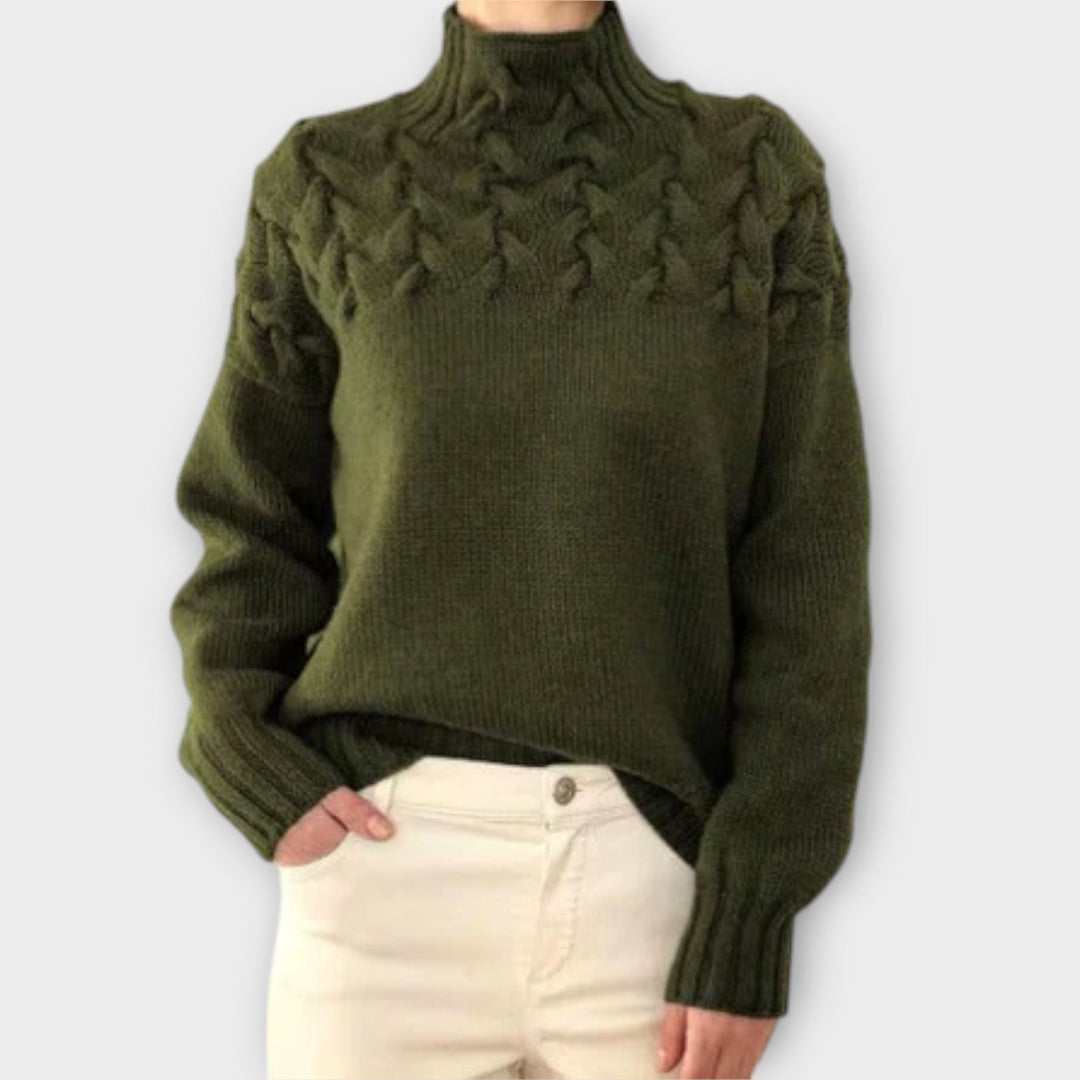 Eva - Women's Sweater with Braided Details