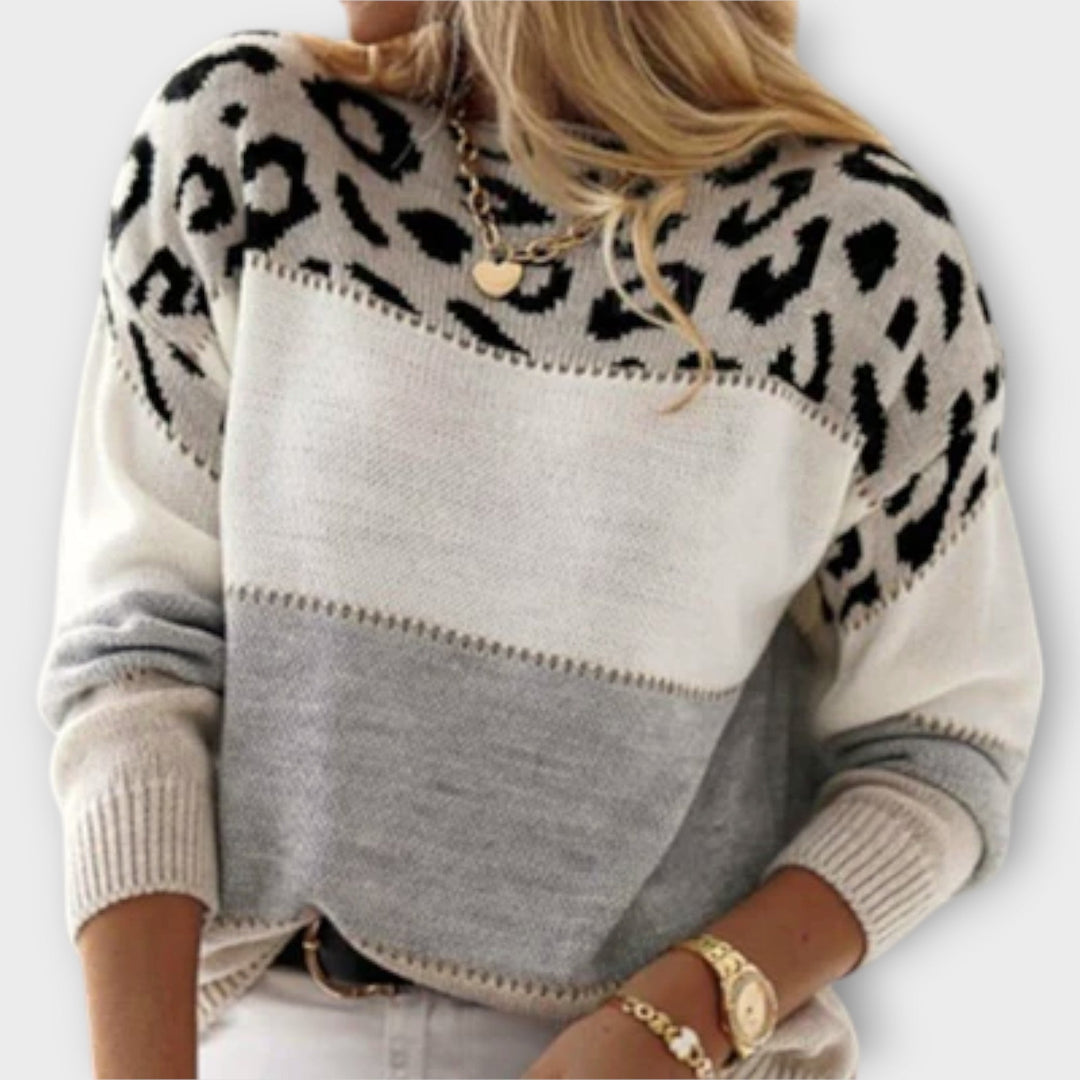 Cheyenne - Casual Sweater with Leopard Print Design