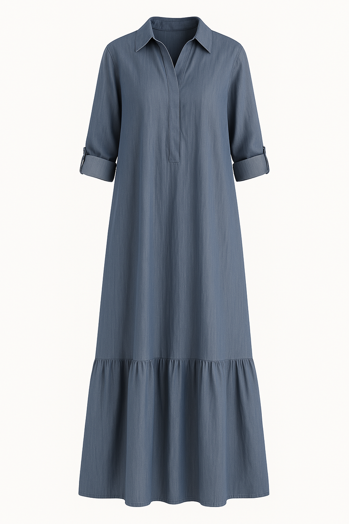 Half Button Tummy Covering Dress | NEW YORK