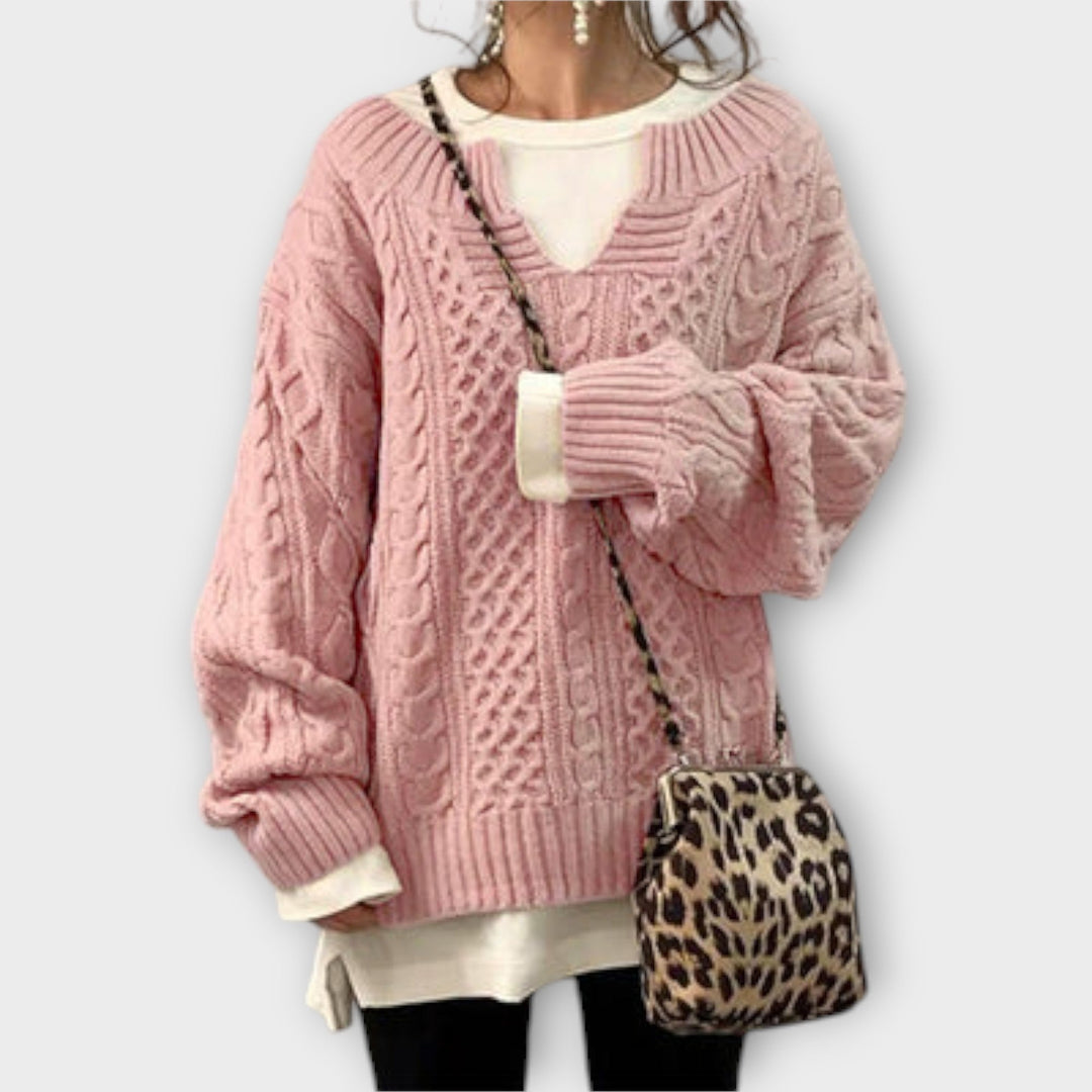 Oversized Sweater with Braid Pattern
