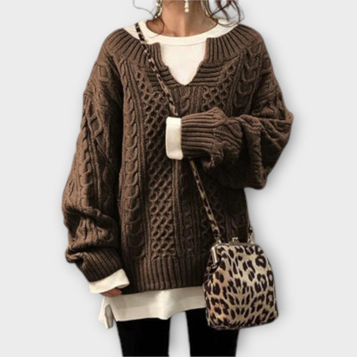 Oversized Sweater with Braid Pattern