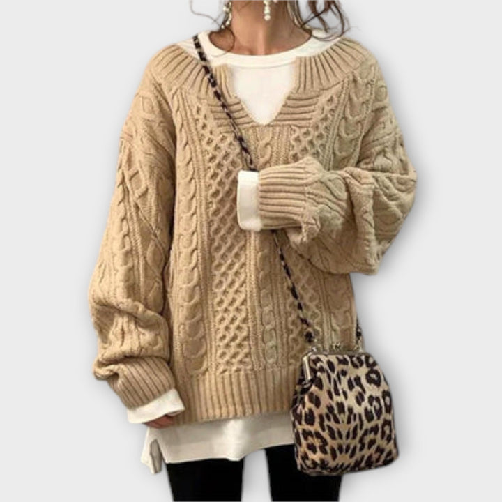 Oversized Sweater with Braid Pattern