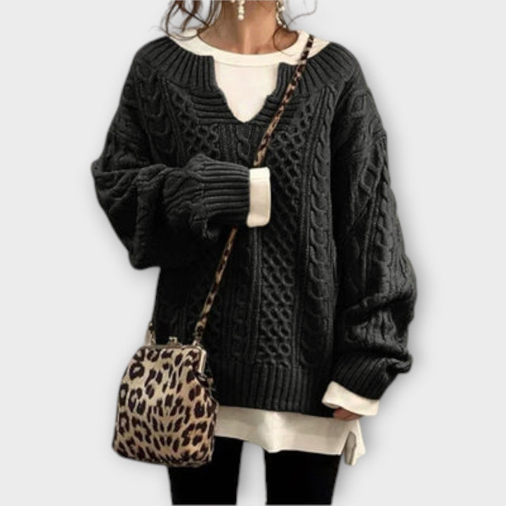 Oversized Sweater with Braid Pattern