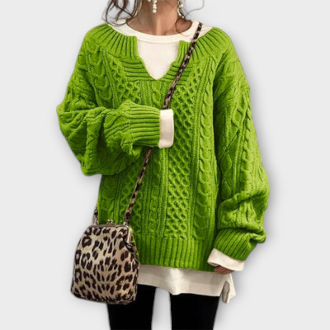 Oversized Sweater with Braid Pattern