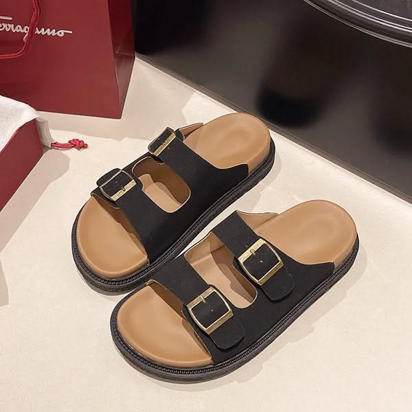 Capri Comfort Buckle Slide – Soft Support with Everyday Style