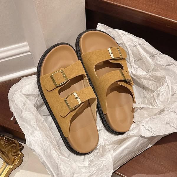 Capri Comfort Buckle Slide – Soft Support with Everyday Style