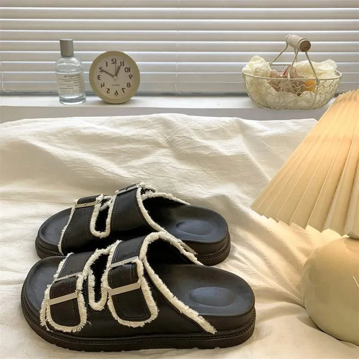 Capri Comfort Buckle Slide – Soft Support with Everyday Style