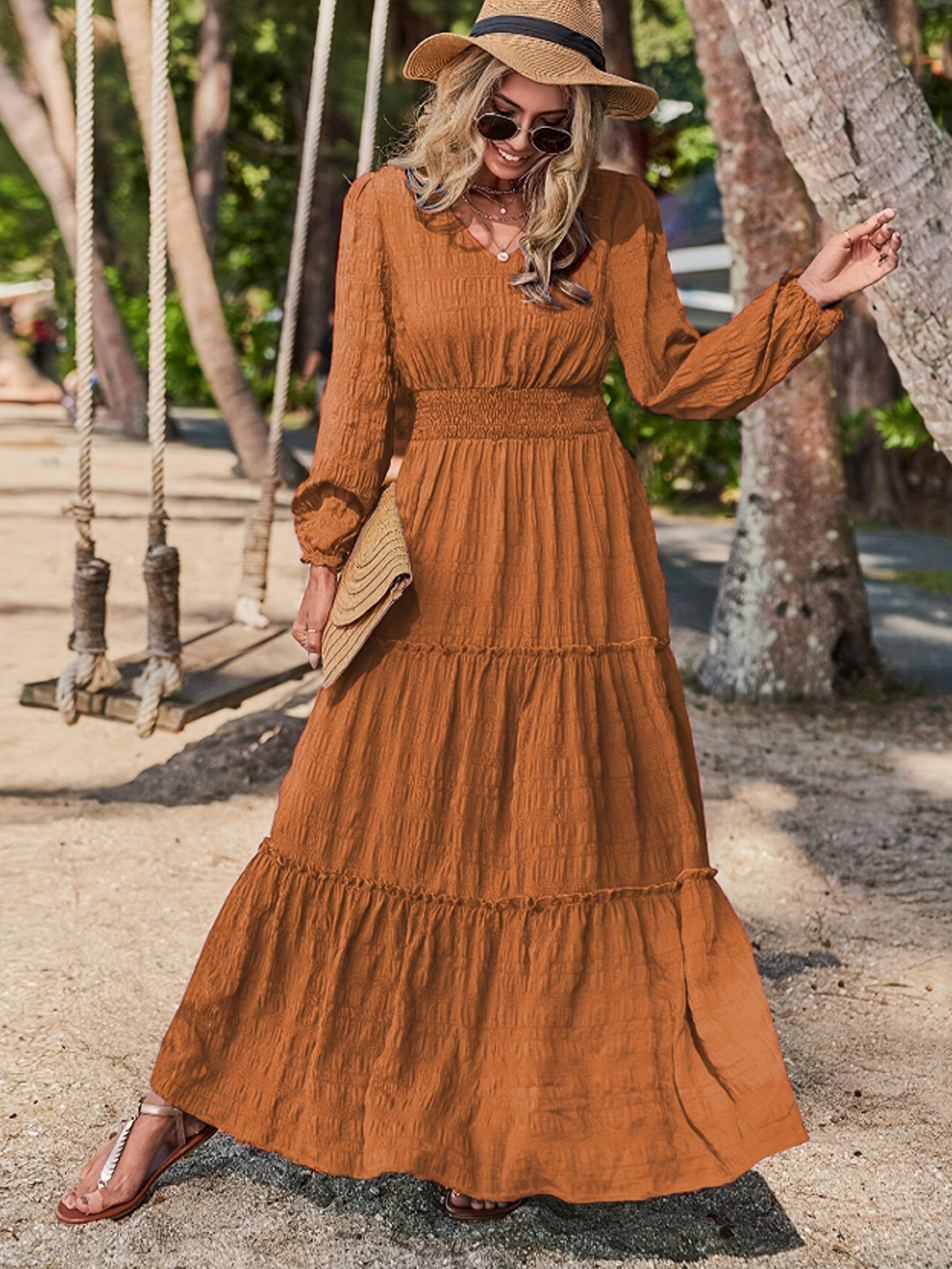 Sera – Lantern Sleeve Midi Dress