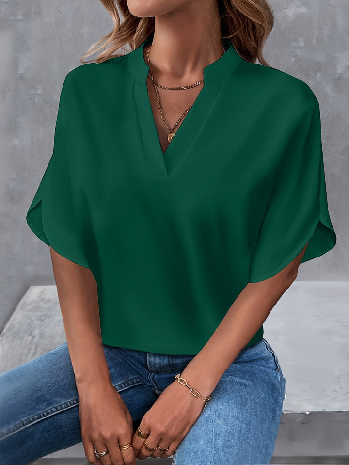 Elara – Notch Neck Split Sleeve Blouse