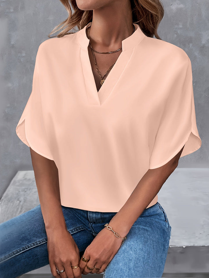 Elara – Notch Neck Split Sleeve Blouse