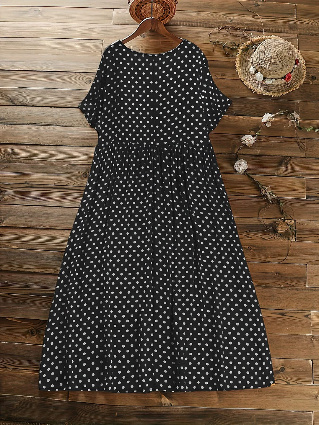 Vivienne – Polka Dot Rayon Midi Dress