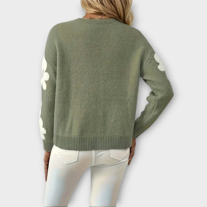 Silk - Soft Sweater with Floral Design