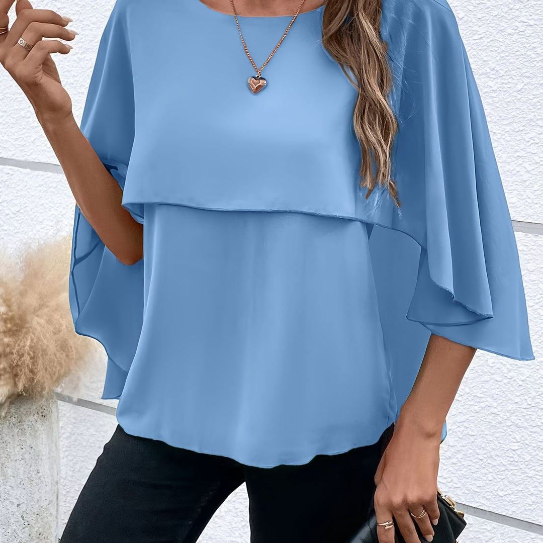 Lina – Asymmetrical Hem Round Neck Blouse