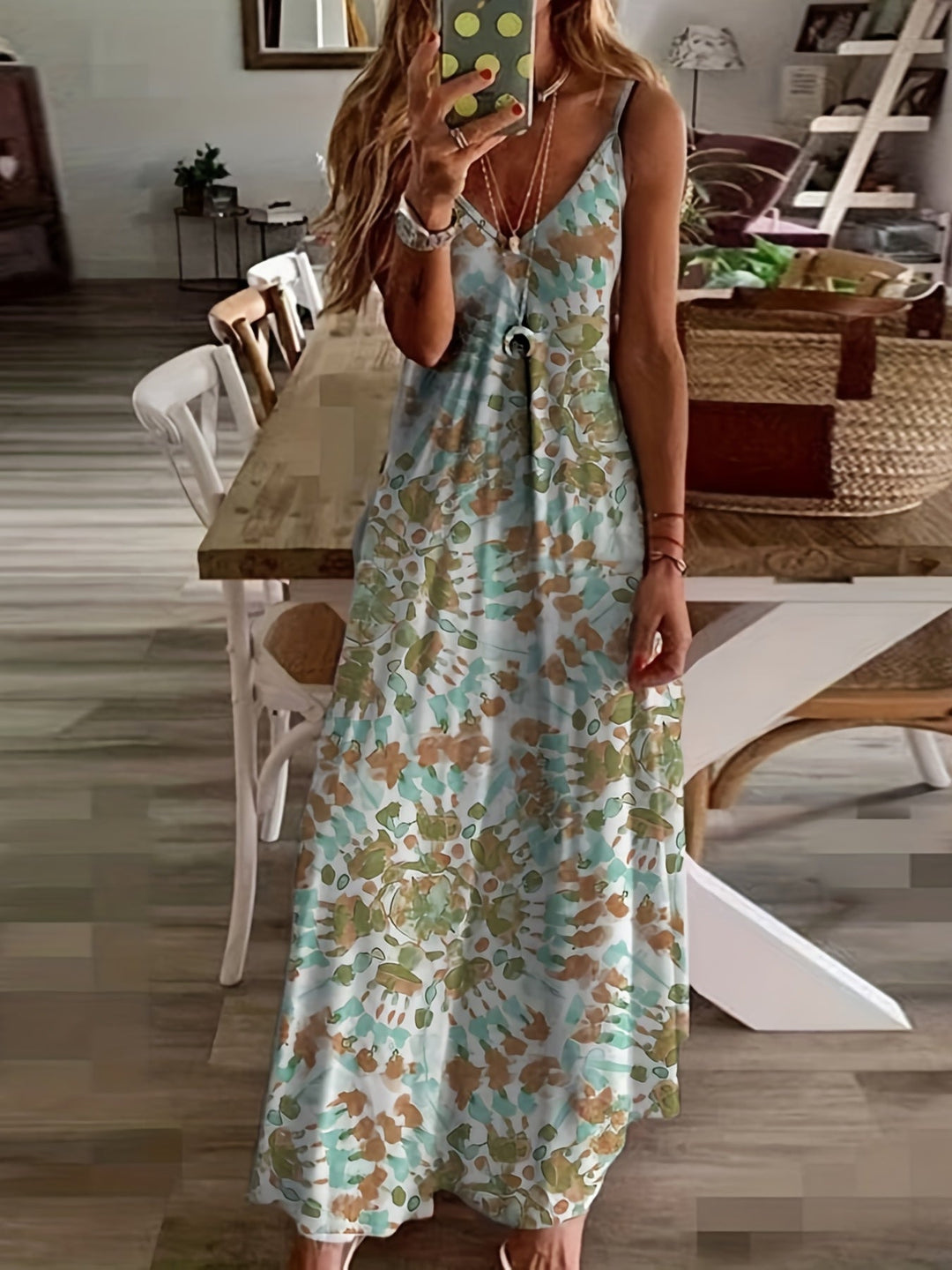 Liora – Printed Spaghetti Strap Dress