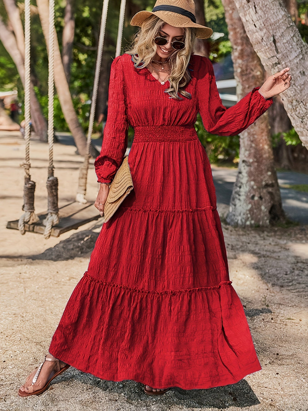 Sera – Lantern Sleeve Midi Dress