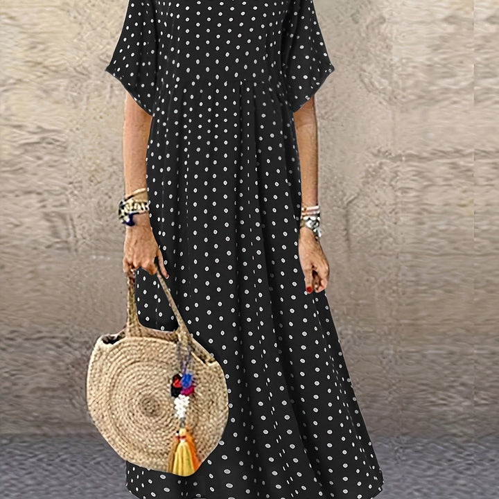 Vivienne – Polka Dot Rayon Midi Dress