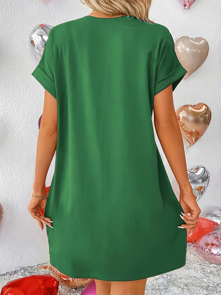 Sable – Dual-Pocket Crewneck Loose Dress