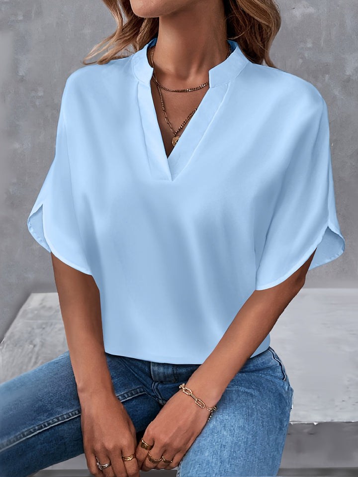 Elara – Notch Neck Split Sleeve Blouse