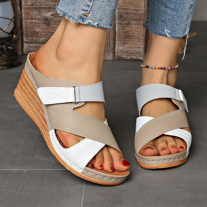 Marina Colorblock Wedge Slides - Comfortable Sandals