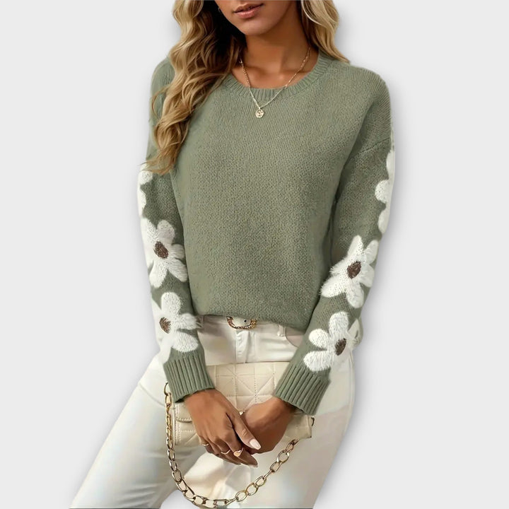 Silk - Soft Sweater with Floral Design
