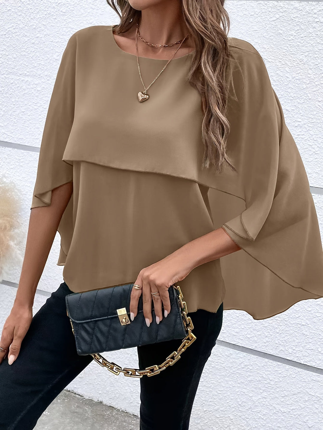 Lina – Asymmetrical Hem Round Neck Blouse