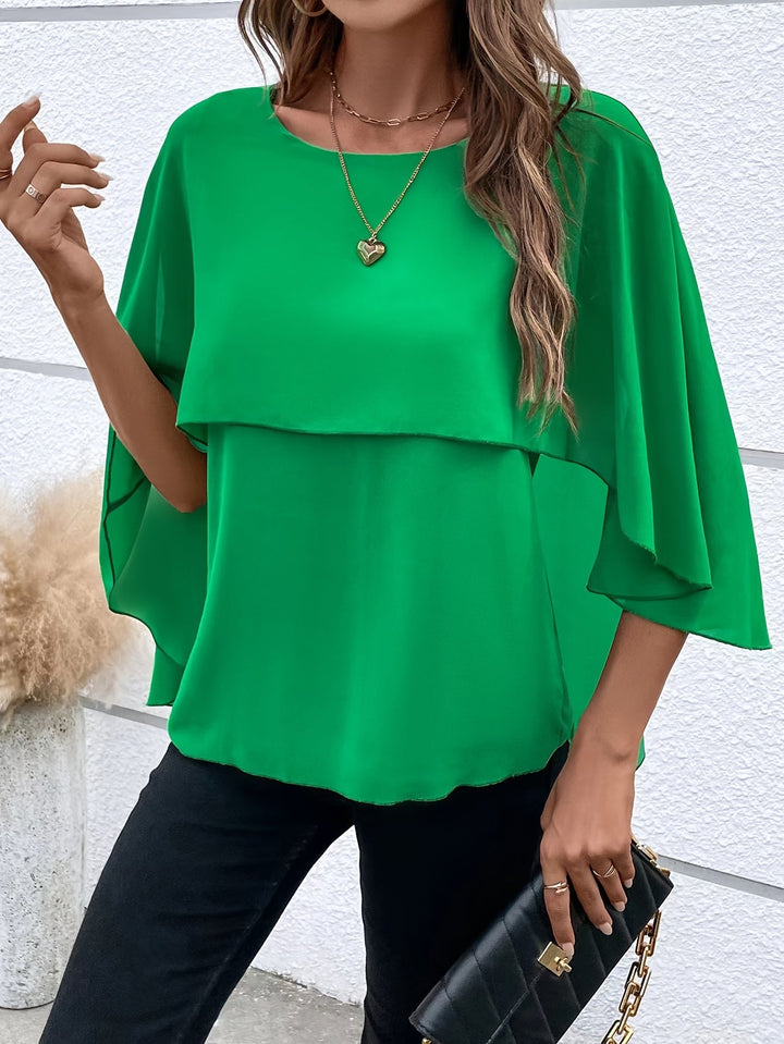 Lina – Asymmetrical Hem Round Neck Blouse