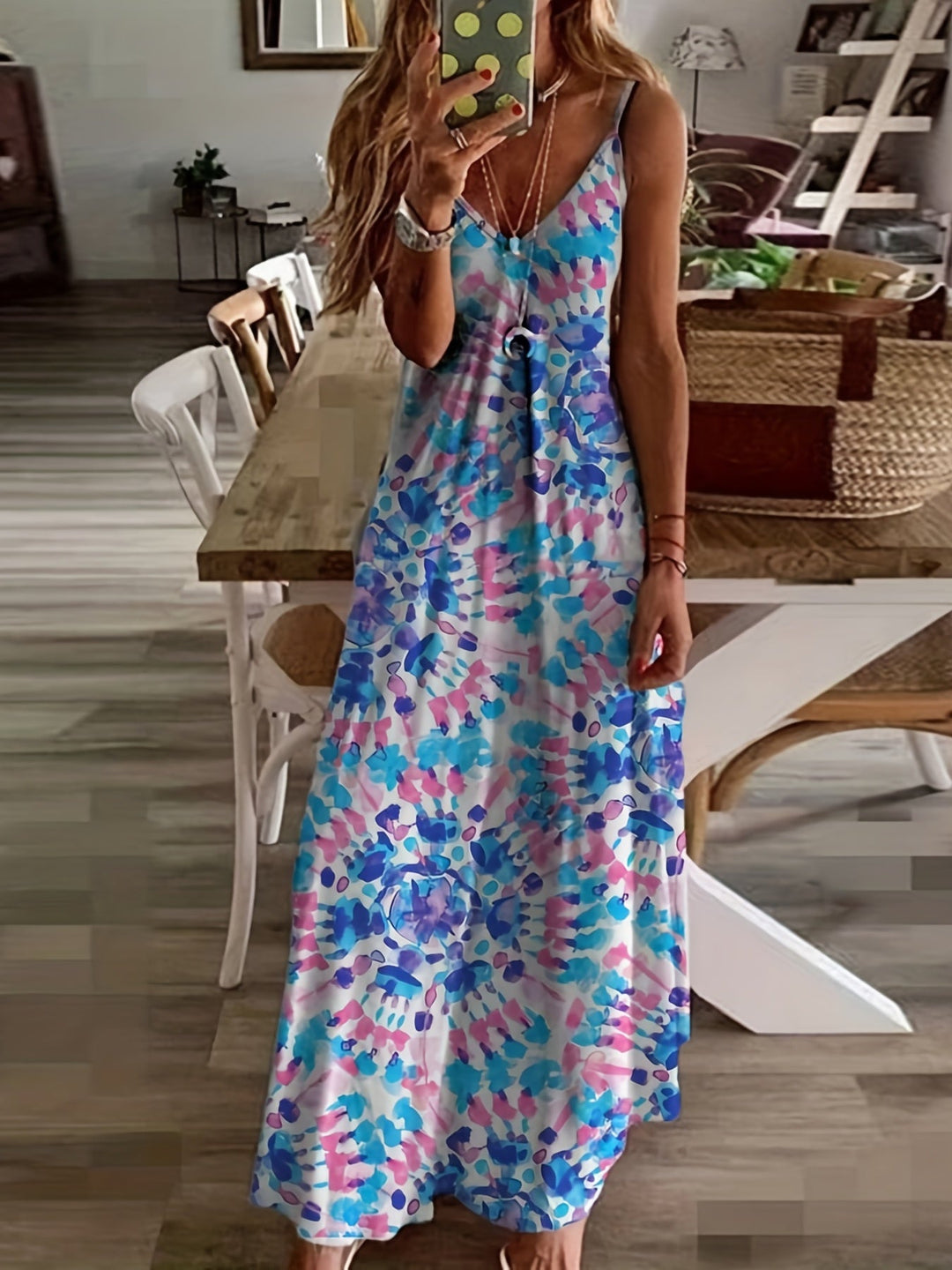 Liora – Printed Spaghetti Strap Dress